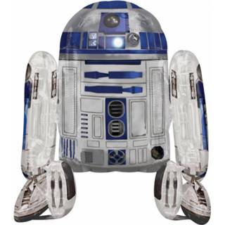 👉 Folieballon blauw zilver zilverkleurig Amscan Airwalker R2d2 96 X 86 Cm Zilver/blauw 13051476571