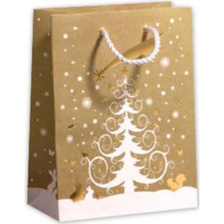 👉 Verhaak Giftbag White Three 26 X 34 Cm Papier Goud