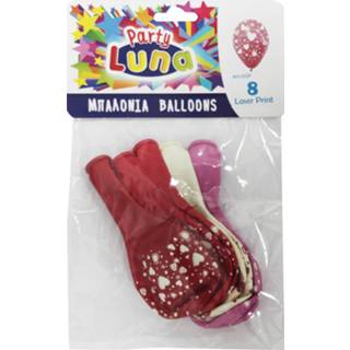 👉 Ballon rood roze wit Diakakis Ballonnen Hartjes Latex Rood/roze/wit 8 Stuks 5205698158070