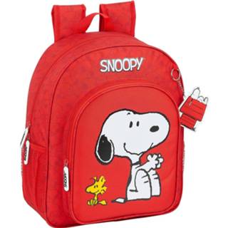 👉 Rugzak polyester rood Snoopy - 38 X 32 12 Cm 8412688424825