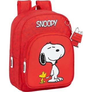 👉 Rugzak polyester rood Snoopy - 34 X 26 11 Cm 8412688424818