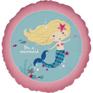 👉 Folieballon roze blauw Amscan 'Be A Mermaid' 43 Cm Roze/blauw 26635377904