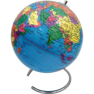 👉 Wereldbol blauw Decoratie Wereldbol/globe Op Ijzeren Voet/standaard 20 X 24 Cm - Landen/contintenten Topografie 4032037589247