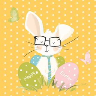 👉 Servet geel witte papieren papier multikleur 20x Stuks Pasen Servetten Paashaas Met Stippen - 33 X Cm Thema Tafeldecoraties 7321011943128