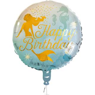 👉 Boland Folieballon Joyeux Anniversaire Zeemeermin 45 Cm Blauw