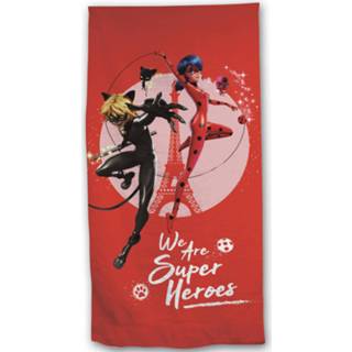 👉 Strandlaken polyester rood Miraculous Super Heroes - 70 X 140 Cm 5407007982899