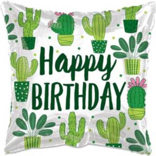 👉 Folieballon groen wit Witbaard Eco Cactus Birthday 46 Cm Groen/wit 681070116787