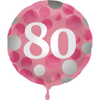 👉 Folieballon roze wit Folat 80 Jaar Glossy 45 Cm Roze/wit 8714572686808