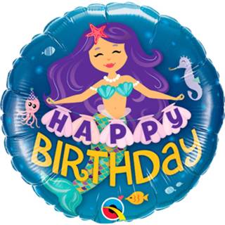 👉 Folieballon blauw Folat Zeemeermin Happy Birthday 45 Cm 71444577977