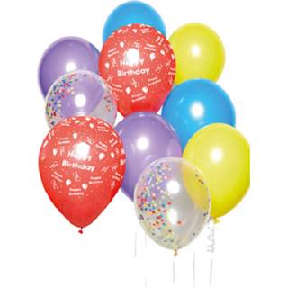 👉 Multikleur Amscan Ballonnenboeket Happy Birthday Rainbow 10 Stuks 194099012324