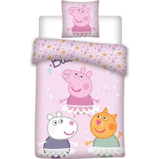 Dekbedovertrek katoen roze Peppa Pig Friends - Eenpersoons 140 X 200 Cm 5407007982288