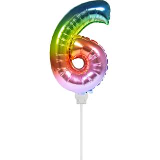 Folieballon multikleur Folat Cijfer 6 Regenboog 36 Cm 8714572630764