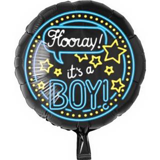 👉 Folieballon zwart blauw jongens Paper Dreams Hooray! It's A Boy! 46 Cm Zwart/blauw 8716764008863