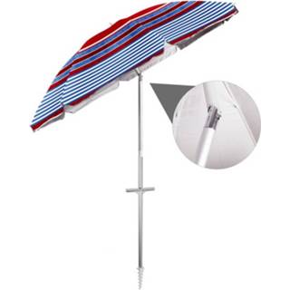 👉 Gerimport Strandparasol 220 Cm Polyester/aluminium Blauw/rood