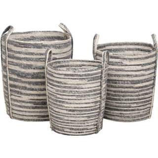 👉 Mand grijs mannen Gebor - Set Van 3 Manden Gevlochten Maïs Wasmanden Ronde Opbergmanden Naturel Plantenmand 8720359706614