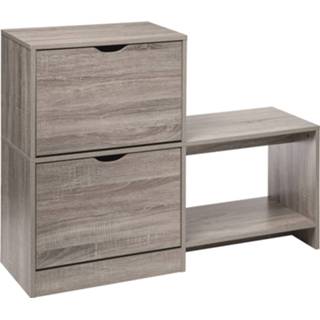 👉 Schoenenkast grijs MDF Gebor - Schoenen Organizer Schoenenrek Opbergruimte Houtlook 100x32x80cm 8720359705921
