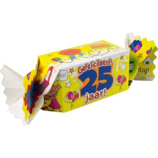 👉 Cadeauverpakking geel papier Paper Dreams Gefeliciteerd 25 Jaar 20cm 8716764133299
