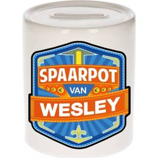👉 Spaarpot multi keramiek jongens active naamlabels kinderen Kinder van Wesley