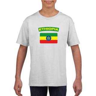 👉 Shirt wit katoen kinderen active jongens meisjes T-shirt Ethiopie vlag en