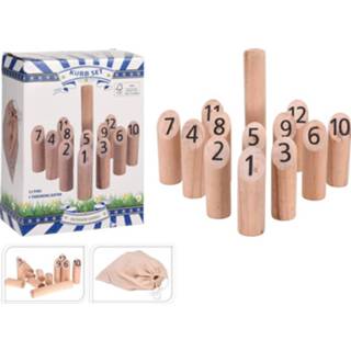 👉 Kegel houten hout bruin Parya Official - Kubb Set 13-delig Buitenspeelgoed Kegels 8719987832109