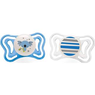 👉 Speen blauw wit siliconen Chicco Fopspeen Koala/streep Physio Light Blauw/wit 2 Stuks 8719817681501