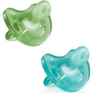 👉 Speen blauw groen siliconen Chicco Fopspeen Physio Soft Blauw/groen 6 Maanden 2 Stuks 8058664072934