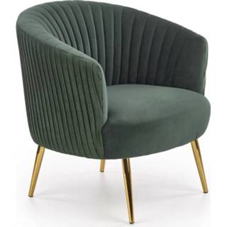 👉 Fauteuil groen fluwelen gouden Gebor - Velvet Stoel Donkergroen Poten Retro Look Vintage Stijl Geribbelde 8720359707116