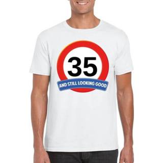 👉 Verkeers bord active mannen wit Verkeersbord 25 jaar t-shirt heren
