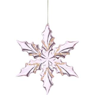 👉 Zalmkleurig kunststof House Of Seasons Kersthanger Sneeuwvlok 13 Cm Zalmroze 8719817770601