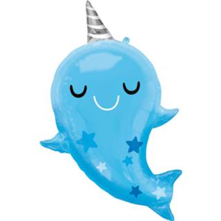 👉 Folie blauw baby's Amscan Ballon Narwhal Baby 66 X 76 Cm 26635415514