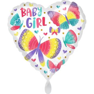 👉 Folie multikleur baby's meisjes Amscan Ballon Baby Girl Watercolor Butterflies 45 Cm 26635416573