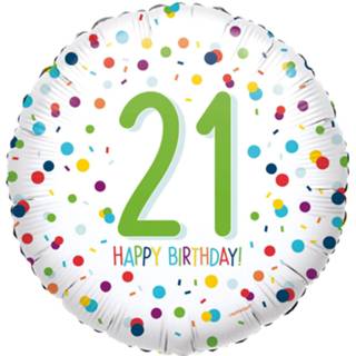 👉 Folieballon wit multikleur Amscan Confetti Bday 21 43 Cm 26635420129
