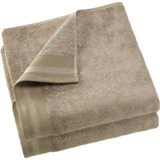 👉 Badhanddoek witte katoen taupe De Lietaer Contessa 70 X 140 Cm 2 Stuks 5410156560306