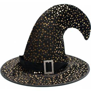 👉 Punthoed zwart polyester goud Partychimp Witch Stars Zwart/goud One-size 8718969138796