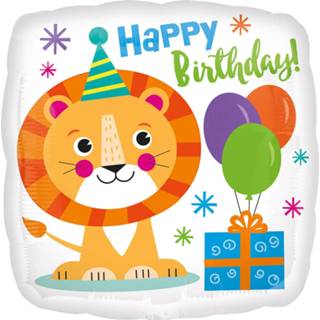 👉 Folieballon wit multikleur Amscan Happy Lion Birthday 45 Cm 26635412957