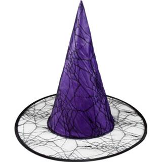 👉 Heksenhoed transparant paars polyester zwart Boland Wicca 40 Cm Transparant/paars One-size 8712026008176