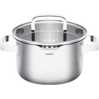 👉 Kookpan zilver RVS zilverkleurig Sola - Juvia Ø 24 Cm Inclusief Deksel 8720349500123