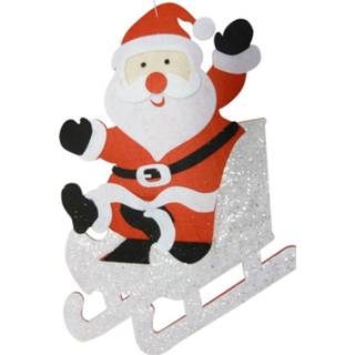 👉 Hanger wit rood vilt Peha Kerstman Met Slee 49 X 34 Cm Wit/rood/zilver 8712953613344