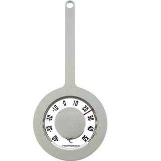 👉 Thermometer grijs aluminium Binnen/buiten Ronde Van 7.2 X 16 Cm Met Zuignap - Buitenthermometers / Raamthermometer 8720276540179