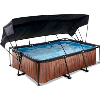 👉 Zwembad bruin staal Exit Wood 300x200x65cm Met Schaduwdoek En Filterpomp - 8720088269312