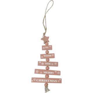 Kerstboom roze wit hout textiel Peha Hangfiguur 26 Cm Hout/textiel Roze/wit 8712953712719