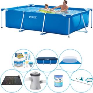 👉 Zwembad PVC blauw Intex Frame Pool Rechthoekig 260x160x65 Cm - Comfort Pakket 8720574940305