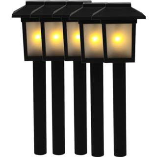👉 Buitenlamp kunststof 5x Tuinlamp Zonne-energie Fakkel / Toorts Met Vlam Effect 34,5 Cm - Sfeervolle Tuinverlichting Prikker Lantaarn 8720147903386