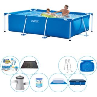👉 Zwembad PVC blauw Intex Frame Pool Rechthoekig 260x160x65 Cm - Deluxe Pakket 8720574940374
