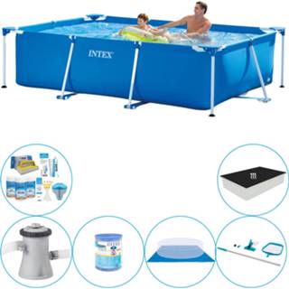 👉 Zwembad PVC blauw Intex Frame Pool Rechthoekig 260x160x65 Cm - Combinatie Deal 8720574940343