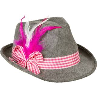 👉 Hoed grijs wit roze polyester vrouwen Boland Wiesn Dames 28 Cm Grijs/wit/roze 8712026542830