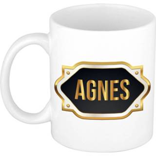 Beker gouden keramiek multikleur Agnes Naam Cadeau Mok / Met Embleem - Kado Verjaardag/ Moeder/ Pensioen/ Geslaagd/ Bedankt 8720576154458