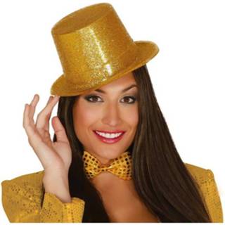 👉 Hoge hoed goud kunststof goudkleurig Fiestas Guirca Glitter One-size 8434077134542