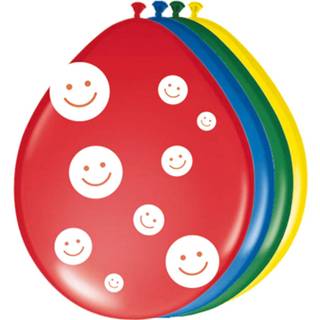 👉 Ballon multikleur Folat Ballonnen Smiley 30 Cm Latex 8 Stuks 8714572641401