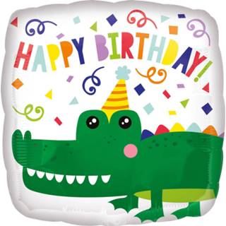 👉 Folieballon wit groen Amscan Gator Happy Birthday 43 Cm 26635413091